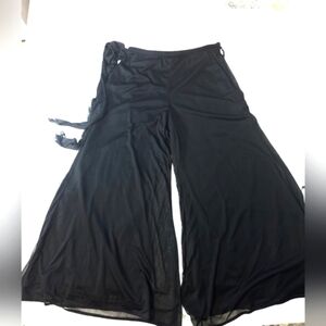 Onyx Nite  Womens Black Wide Leg Pants With Belt Sash Tie Size PXL